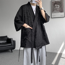 风提花开衫道袍七分袖汉服大码中式禅服冰丝和服外套DP1101/P58，男装衬衫，电商B238