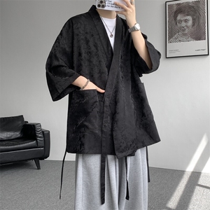 风提花开衫道袍七分袖汉服大码中式禅服冰丝和服外套DP1101/P58图片