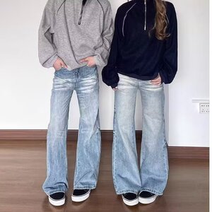 情侣牛仔裤新男直筒宽松阔腿美式高街潮流百搭长裤513ACK2736P42图片