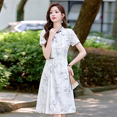 梦依缘2025年夏风旗袍式连衣裙，女装连衣裙，梦依缘