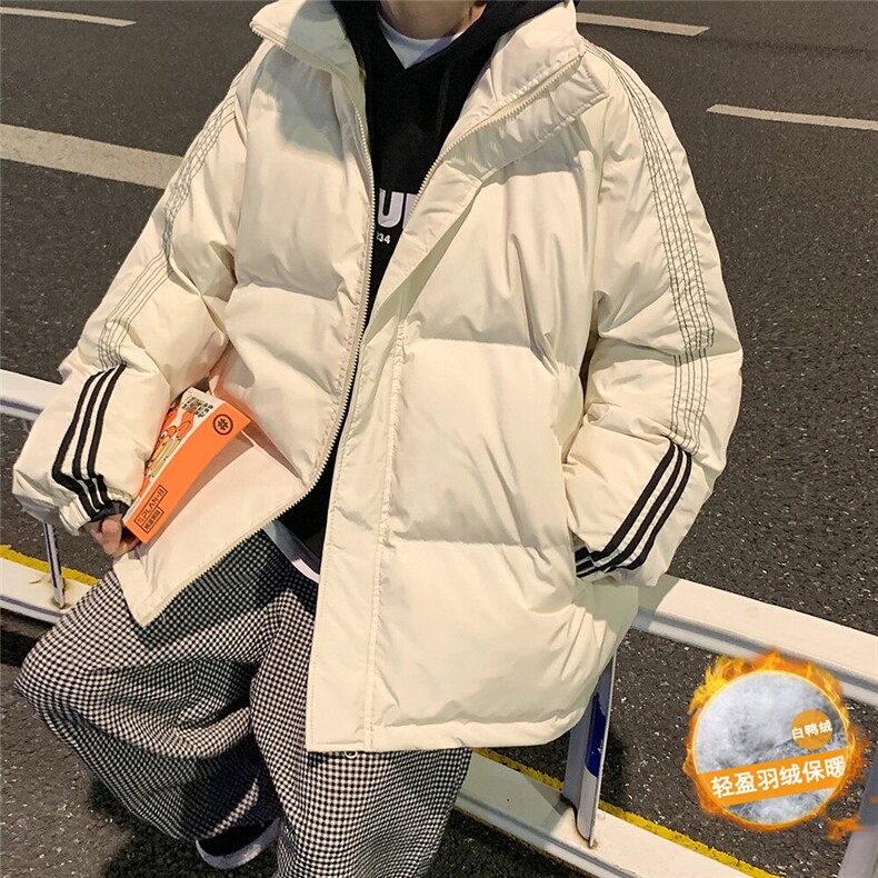 冬季加厚保暖条纹织带拼接立领白鸭绒羽绒YR110特批P135控228,男装羽绒服,电商A247