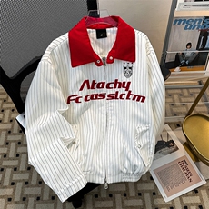 美式街头翻领条纹夹克男cleanfit高街宽松飞行服外套JK08566-P68，男装夹克，星座308B-2
