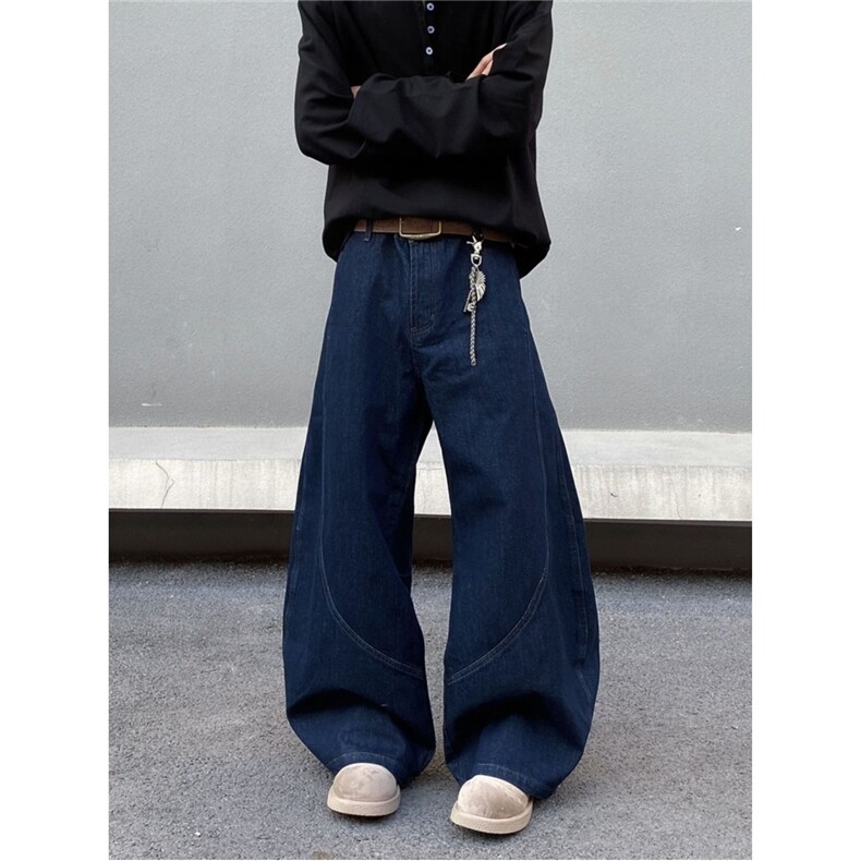 B43-P53潮流原宿日系简约新款慵懒ins气质时尚丹宁弯刀阔腿，男装休闲裤，电商B323A