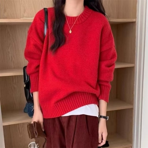 女士秋冬羊毛宽松慵懒毛衣简约保暖显瘦针织衫图片