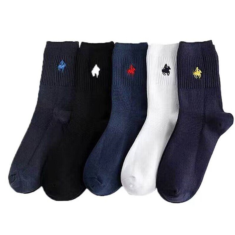 WZ334-P25/5双装商务袜子男纯棉透气刺绣品质中筒袜男士纯色长袜，袜子，星座224