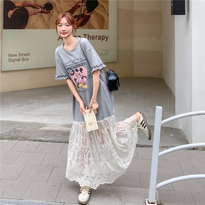 现货  高品质印花拼接蕾丝T恤裙  2C236 M109 P135 K188图片