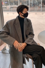 2025港风中长款英伦金属装饰毛呢风衣男聚酯纤维FY77072P138，男装风衣，星座227-7
