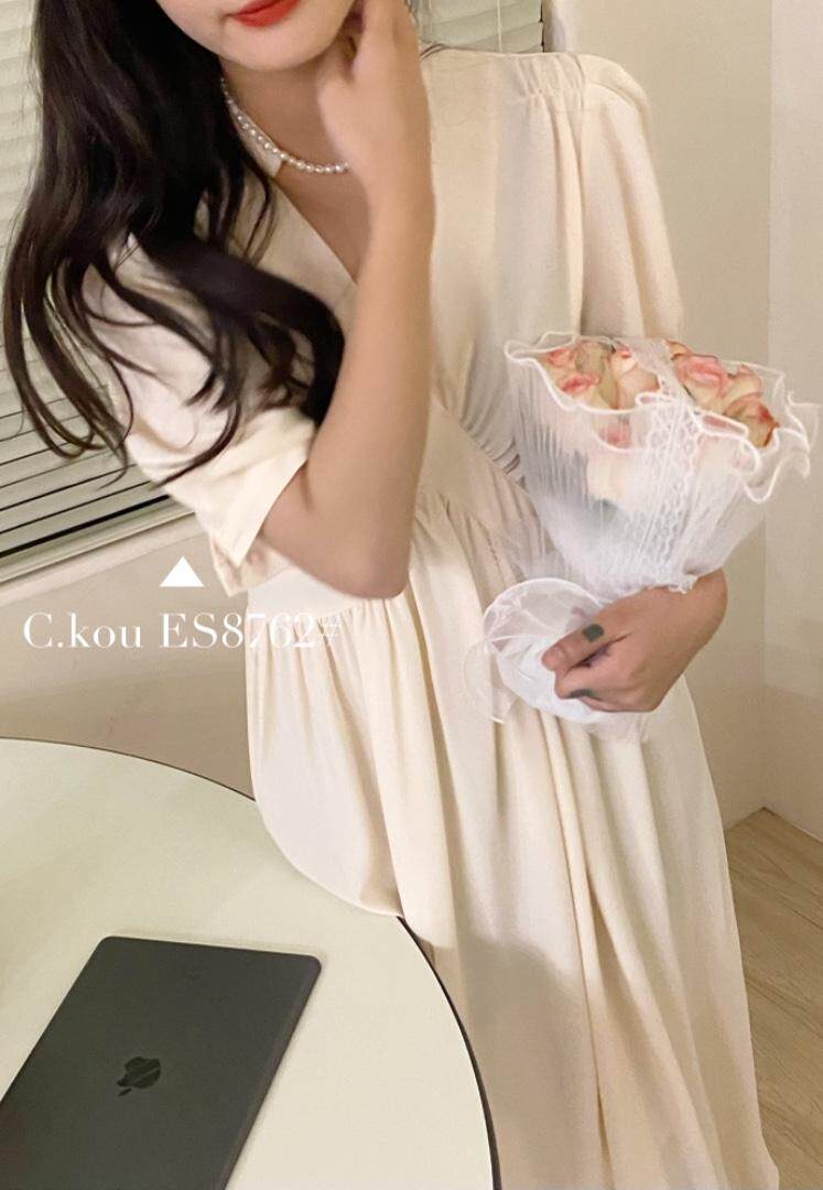 夏季新款简单大气连衣裙，女装连衣裙，唇蔻