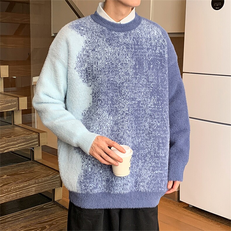 311B-1-CM-3959-P65控89港风貂毛水貂绒渐变提花春色大码针织毛衣,男装针织衫/毛衣,星座311B-1