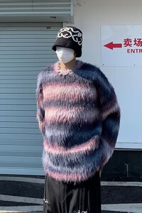 美式复古重磅软糯圆领毛衣潮牌宽松百搭情侣针织上衣MY385-P78图片