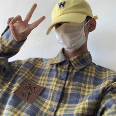 格子衬衫男士秋季新款宽松休闲长袖衬衣美式高街潮牌外套MC18-P33，男装衬衫，星座1008