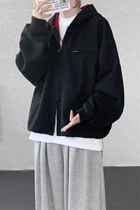 8XL-M 美式复古撞色连帽水洗夹克男高级感做旧情侣外套JK1327P88图片