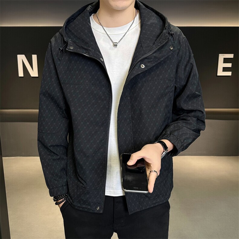 店主风春季满印潮牌连帽男士休闲简约夹克外套,男装夹克,电商B255
