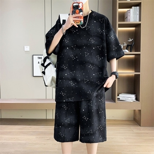 港风套装男宽松满天星扎染短袖T恤短裤休闲套装TZ6632-P55图片