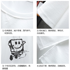Q11245-P30海绵宝宝春夏季七分袖t恤男大码五分袖男短袖中袖展架，男装T恤，电商A040A