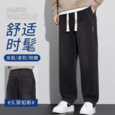 1506-1/K80071/P44阔腿牛仔裤男款宽松直筒复古松紧腰工装休闲，男装牛仔裤，星座1506-1