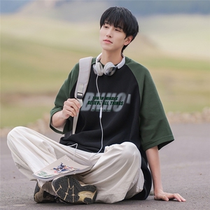 港风23夏季新款字母印花时尚潮流百搭短袖宽松T恤DT6363 P35控58图片