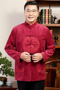 主推春款中老年风唐装外套男中式复古盘扣汉服爷爷过生日外套图片