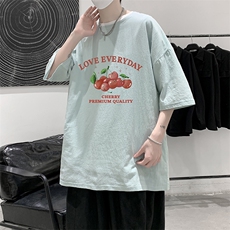 YT26325-P30亚麻短袖t恤男大码五分袖男宽松七分袖大皂风模特，男装T恤，电商A040