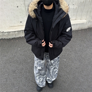 座山雕派克棉服男女同款貉子毛加厚外套GS65003图片