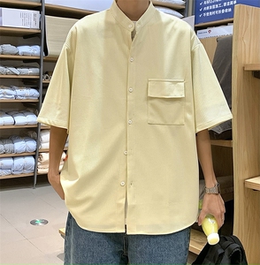 夏季工装衬衣日系口袋短袖衬衫男宽松休闲bf五分半袖 W3205-P30图片