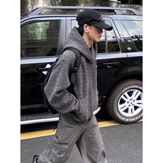 现货JY196-P62港风宽松简约连帽卫衣开衫男女网图，男装卫衣，星座1501-3