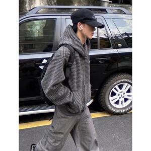现货JY196-P62 港风宽松简约连帽卫衣开衫男女 网图图片