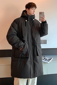 情侣羽绒服男冬季新款港风宽松连帽中长款保暖外套YR906-P175图片