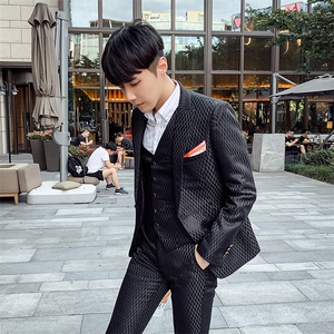 秋冬新款纯色西服套装男三件套小西装外套 A470-1-TZ99图片