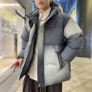 秋冬新款潮牌炸街宽松渐变克兰因蓝休闲连帽棉衣男 A436-0317-P85图片