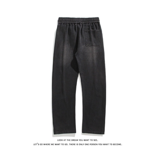巴家弯刀高街牛仔裤宽松直筒裤松紧腰休闲长裤K8552-P40【特价】图片