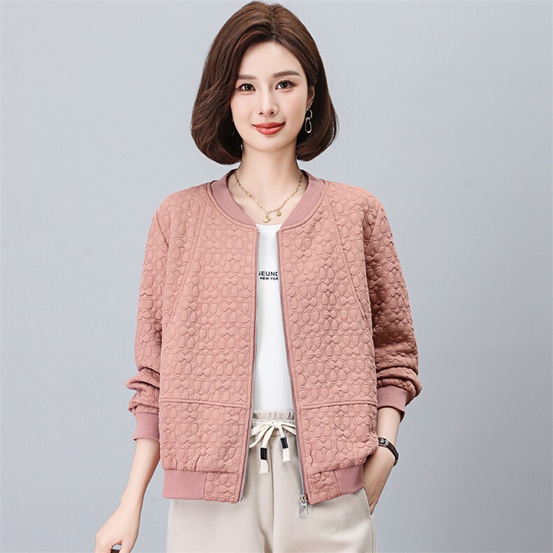 棒球服外套女2026新款春秋短款拉链式开衫小个子中年妈妈春装上衣,女装短外套,独衣靓