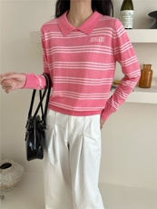 2025年秋季新款百搭条纹长袖灰色,女装针织衫/毛衣,鄂维那特, 2025年秋季新款百搭条纹长袖灰色,女装针织衫/毛衣,鄂维那特,