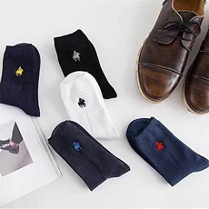 WZ334-P25/5双装商务袜子男纯棉透气刺绣品质中筒袜男士纯色长袜，袜子，星座224