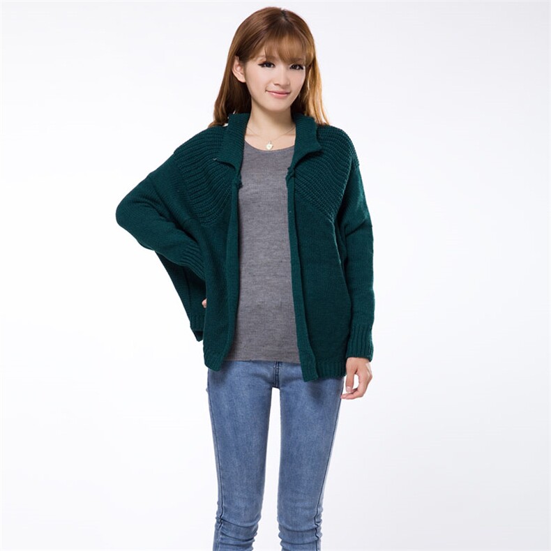 时尚宽松蝙蝠袖针织开衫女秋冬季新款韩版百搭显瘦长袖毛衣外套，女装针织衫/毛衣，雪樱依海