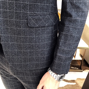 格子西装男套装三件套商务修身礼服正装 SJT-X13-P280图片