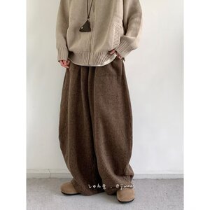 U47-P52 秋冬新款中性日系复古灯芯绒休闲裤男女宽松美拉德图片