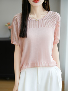 其他常规夏季短袖2025年夏季圆领T恤女宽松显瘦垂感小衫上衣图片