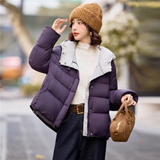 90白鸭绒羽绒服女2025年冬季新款时尚撞色连帽宽松羽绒服外套，女装羽绒服，沁沁公主