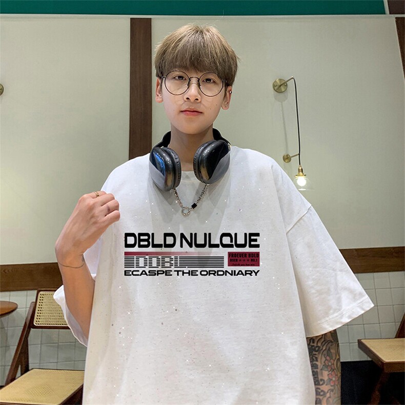 可48小时发货支持抖音得物来样二开美式满天星亮片短袖T恤MTX685,男装T恤,电商A486