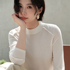 女士半高领八字肩套衫，女装针织衫/毛衣，江帆羊绒