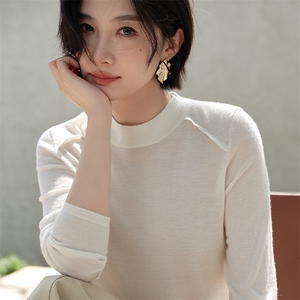女士半高领八字肩套衫图片