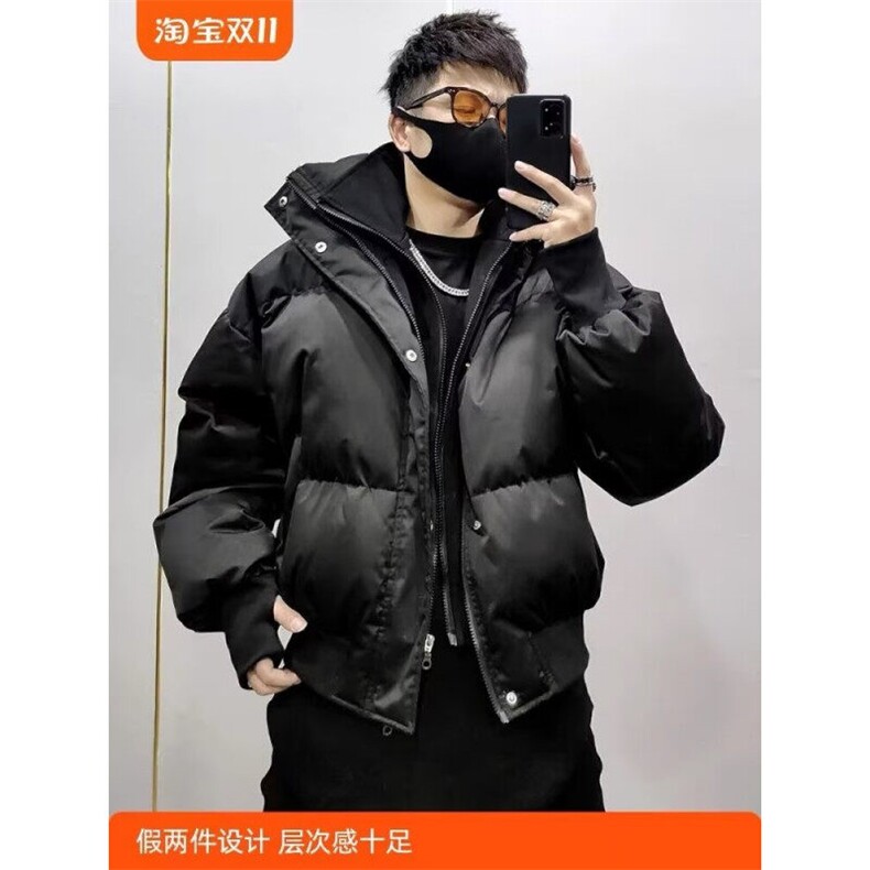 网络图现货社会风现货纯色双领假两件防风棉衣RM8205-P115图片
