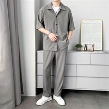 朝风夏季新款短袖衬衫套装A328-2236-P105K145，男装休闲套装，星座406