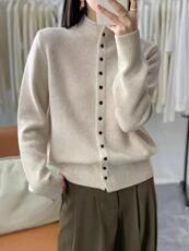 2025年秋季宽松型常规单件长袖开衫，女装羊毛衫，春贝羊绒