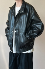 主推现货新款立领皮衣外套男宽松休闲机车皮夹克A351-AP2465-P105，男装夹克，电商A351