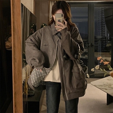 现货外套麂皮绒双面穿潮牌男女宽松休闲上衣夹克Z059-特批P48，男装夹克，电商C233B