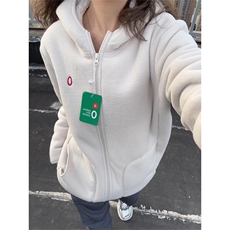 网图高品双面摇粒绒加厚保暖连帽羊羔绒开衫外套男女A1050-P65，男装棉衣，星座1505