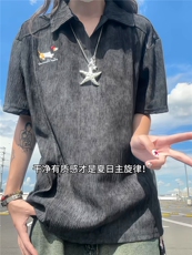 XZ809A/TZSY07套装P55/控68冰丝扎染刺绣腊肠狗POLO衫，男装Polo衫，星座809A(原222-1)