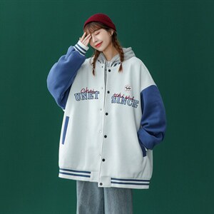 ！秋季新品港风简约酷帅拼接情侣棒球外套夹克 G114 P65控88图片